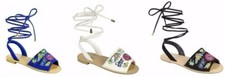 Kids Girls New Strappy Buckled Fringe Gladiator Flat Sandals Black Sz 9-13,1-4
