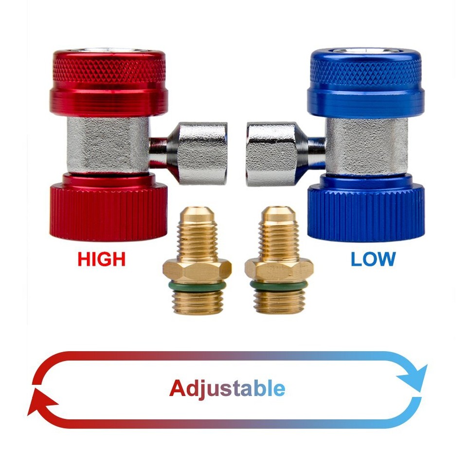 Refrigeration A/C Manifold Gauge Set H/L Quick Couplers Adapters 1/4 ...