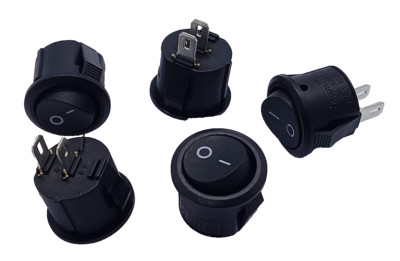 5x Mini Kippschalter Snap-in Wippschalter 15mm Schwarz Rund 230V 12V 24V KFZ