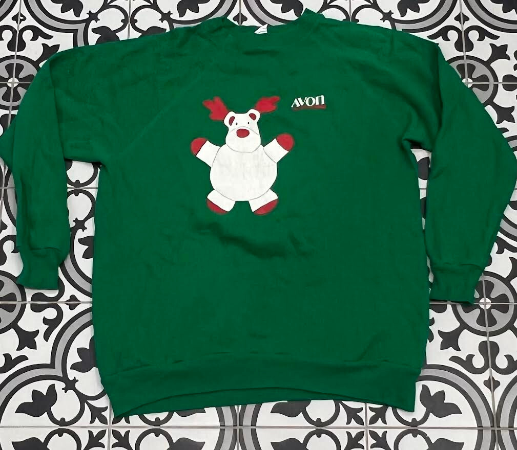 Vintage 1980s Avon Reindeer Ugly Christmas 80s Pullover Crewneck Sweatshirt XL image 2