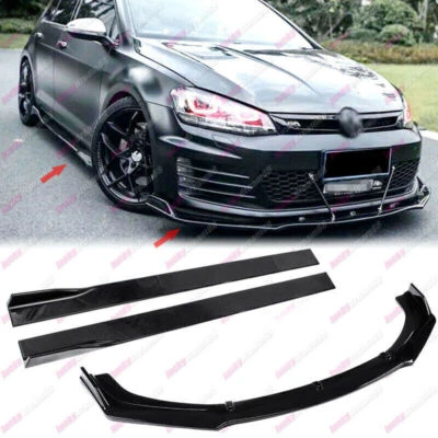 ACCESSORIESHALL_ZZ Parachoques delantero alerón divisor de labios + extensión de faldón lateral apto para VW Golf MK7 12-20