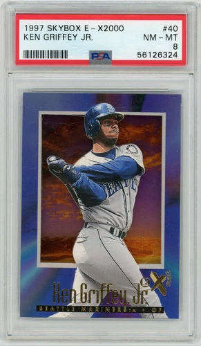 KEN GRIFFEY JR 1997 Skybox E-X2000 #40 Seattle Mariners Hall of Fame PSA 8 NM/MT