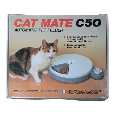 CAT MATE C50 AUTOMATIC PET FEEDER FIVE FOOD COMPARTMENT NEW IN BOX BATTERY POWER