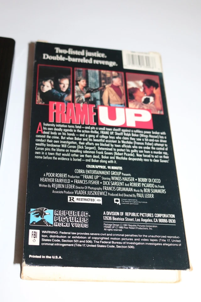 RARE Frame Up SCREENER / SCREENING vhs movie Republic Pictures Home Video Foto 3 de 3