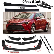 Front Bumper Lip Spoiler Splitter 86.6" Side Skirt Rear For Toyota Corolla