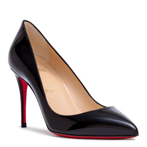 100% AUTH NEW WOMEN LOUBOUTIN PIGALLE FOLLIES BLACK 85 PATENT PUMPS/HEEL US 8