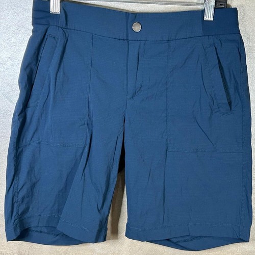 Athleta Shorts Womens 6 Trekkie Blue Ripstop Zipper Pockets Stretch