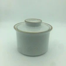 Vintage Stoneybrook Stoneware Sugar Bowl with Lid Speckled w/Brown Edge Japan
