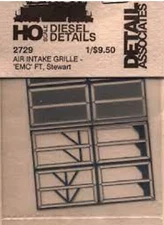 Detail Associates 2729 HO Scale Air Intake Grille - 'EMC' (EMD) FT, Stewart
