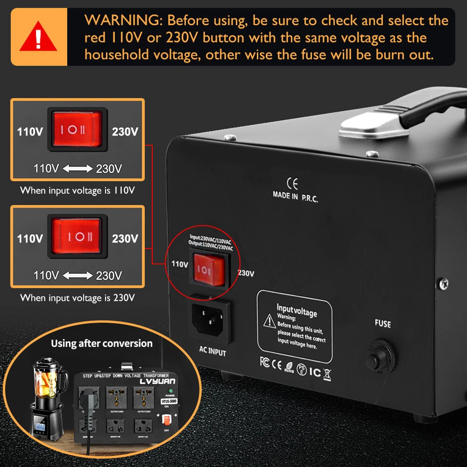 5000W Step Up & Down Voltage Transformer Converter 110V to 220V & 220V to 110V - Image 4 of 4