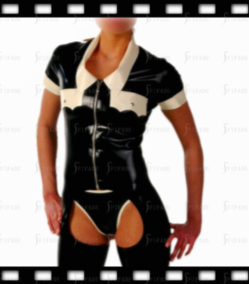 Latex Catsuit Women Jumpsuits Clubwear Sexy Buttom Open Customized .4mm B43