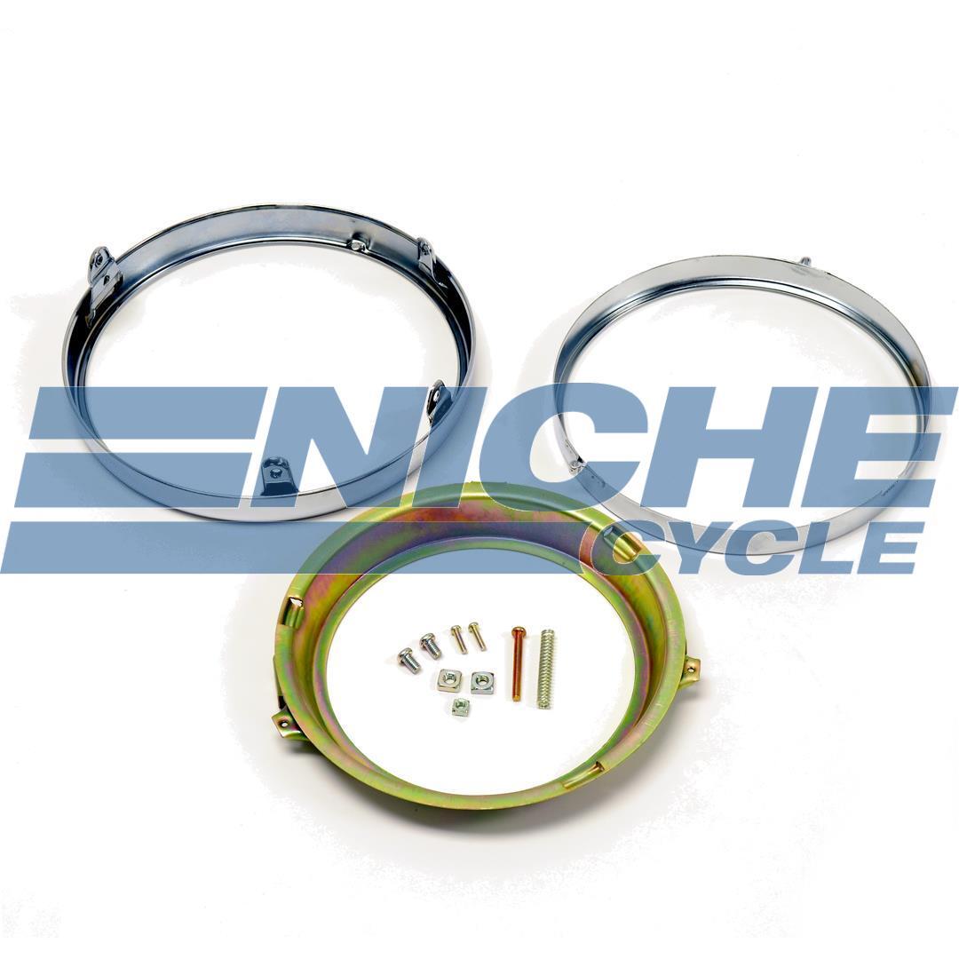 Honda Style 7" Chrome Headlight Rim & Bulb Retainer Kit 33101300673