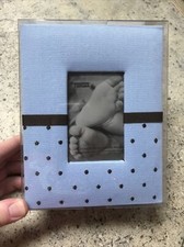 New Pioneer BEM100-B Baby Dot Fabric Frame Photo Album 4"X6" Blue/Brown Cute 