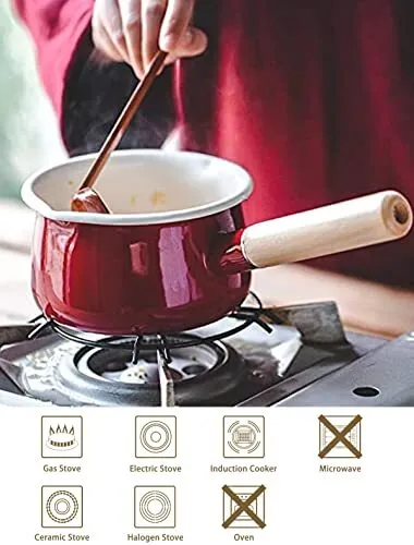 Enamel Milk Pan With Dual Pour Spout Butter Warmer Milk Pot For Stove Top  Health