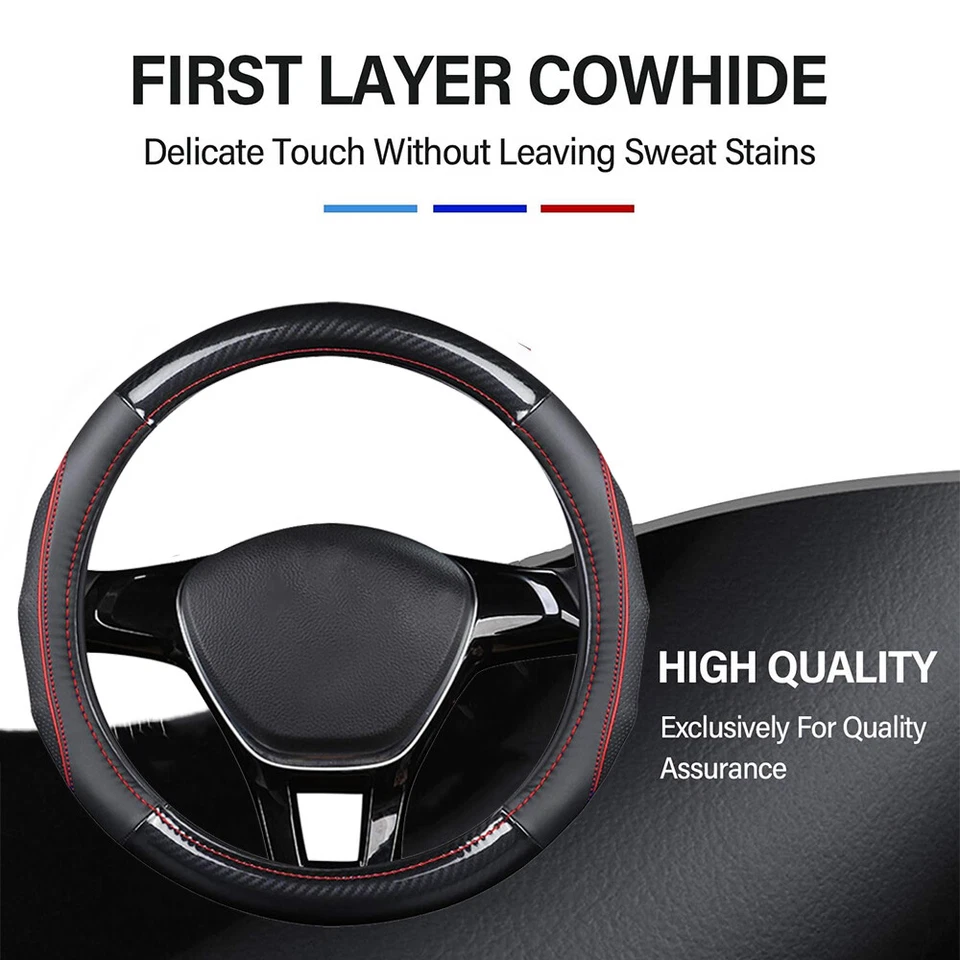 Cubierta de volante deportivo de fibra de carbono antideslizante 15 para Chevy Trax 2026-2015 Foto 2 de 4