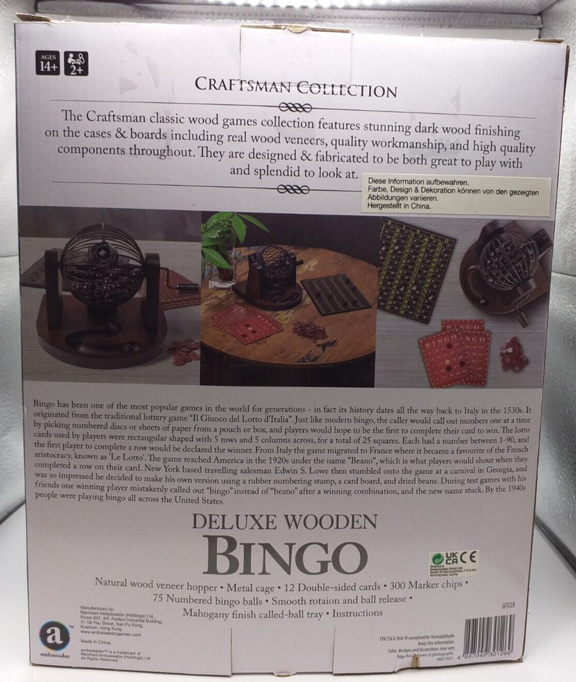 Deluxe Wooden Bingo Game Complete Set Spin Master Balls Cards Marker