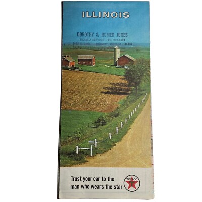 Vintage Illinois Road Map 1967 Texaco Farmland