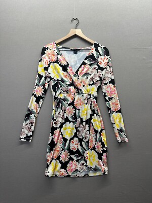 knee length dresses for ladies Yasmin Crepe Collar Long Sleeve Mini Dress Black Julia Ditsy Bloom Florals