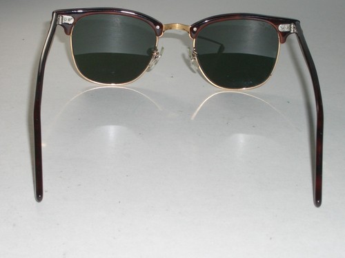 1980's VINTAGE B&L RAY-BAN W0366 TORT/GOLD G15 UV CRYSTAL CLUBMASTER SUNGLASSES - Picture 4 of 10
