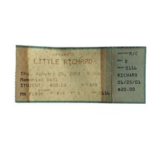 Little Richard Concert Ticket 1 25 2001 Memorial Hall Chapel Hill North Carolina