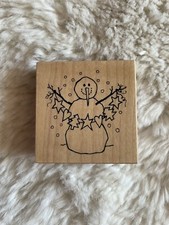 Psx 1999 Snowman holding Christmas garland E1809