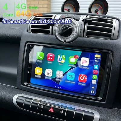 DAB+ 4+64G Android 15 Autoradio Navi GPS WiFi für Mercedes Benz Smart Fortwo 451