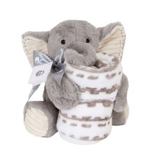 Lambs Ivy Blanket Plush Luxury Newborn Baby Gift Set - Gray Elephant