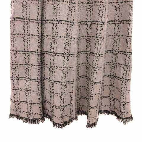 INDEX Flare Skirt Midi Long Fringe Pattern M Beig… - image 3