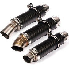 Universal Motorcycle 2 Carbon Fiber Exhaust Muffler Tail Pipe For Street Bike