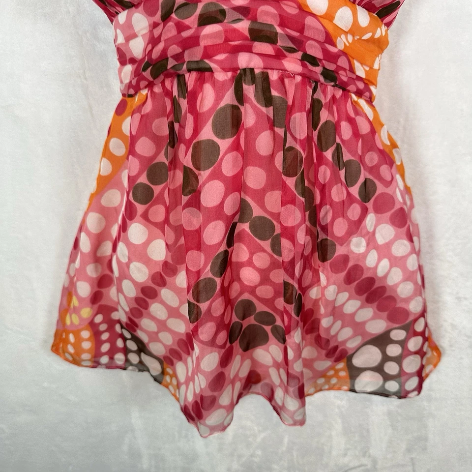 Vintage Milly of New York Top Womens 6 Dotted Silk Halter Tank Y2K 90s Beaded - Image 4 of 4