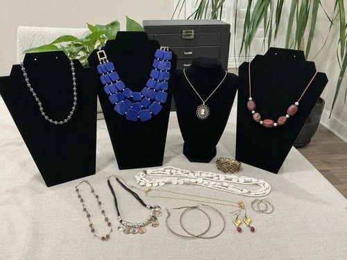 Vintage to Modern Women’s Costume Jewelry Lot of 12 Cameo Hematite Necklaces #10