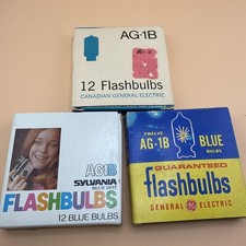 3 Boxes- Sylvania AG1B Blue Dot 12 Flashbulbs GE AG-1B Canadian General
