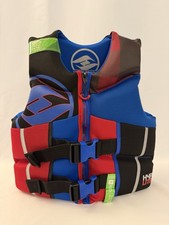 Hyperlite Wake Co Boating Life Vest Floatation Youth/Child 50-90 lbs Blue Green
