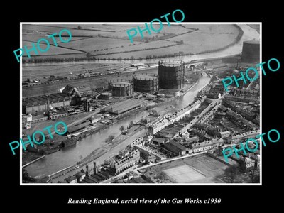 Reading England Aerial View Of Gas Works c1930 Old Large Historic Photo