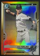 2021 Bowman Chrome 1st Gold Refractor Jose Salas 49/50 BCP-110 Marlins