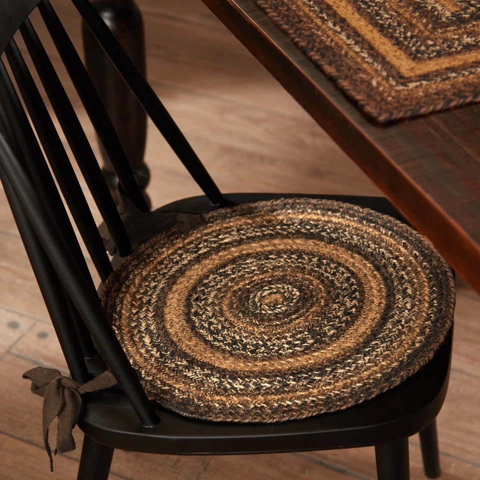 Rustic 15 in Chair Pad Brown Espresso Textured Kitchen Table Decor VHC Brands - Image 2 of 4