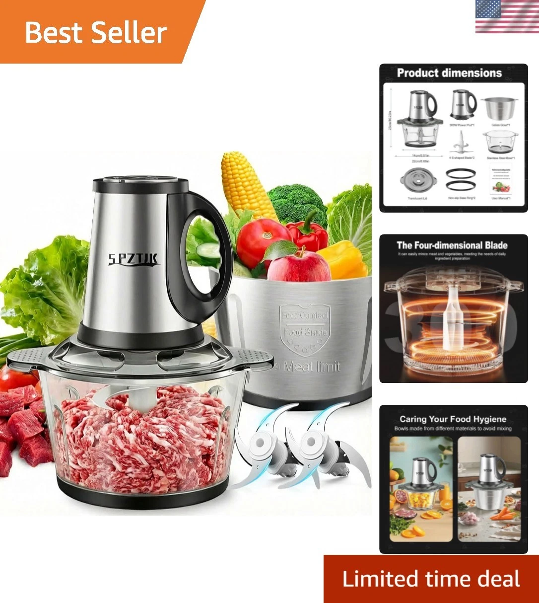 3-Speed Electric Food Processor: Meat Grinder, Vegetable Chopper & Baby Food ...
Opens in a new wind