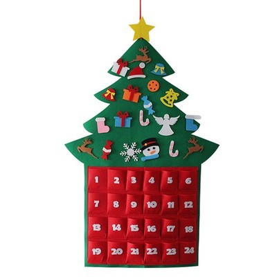 Christmas Tree Calendar Hanging Felt Multi Color Reusable Advent Countdown