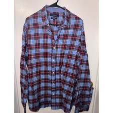 Crown  Ivy Mens XL Classic Fit Plaid Button Down Shirt Blue Red Long Sleeve