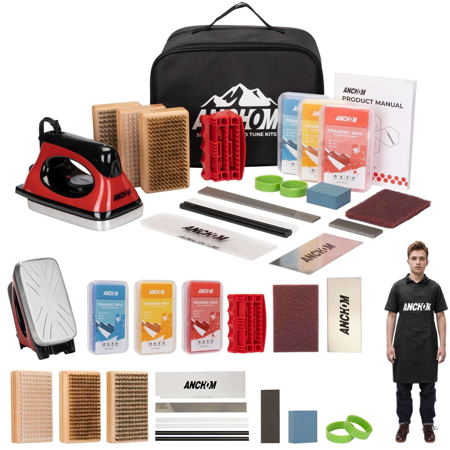 Ski Snowboard Tuning Kit, Complete Ski Snowboard Waxing Kit with Waxing Iron,...