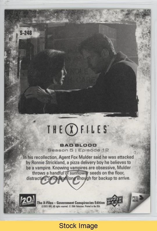 2025 Upper Deck X Files Government Conspiracies Stickers Bad Blood #S-248 READ - Image 2 of 3