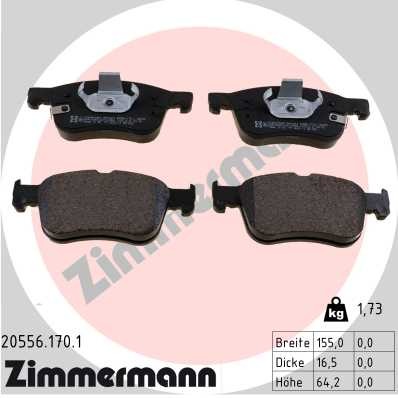 20556.170.1 Zimmermann Brake Pad Set, Disc Brake for Ford