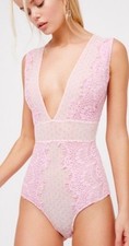 New INTIMATELY Free People Pink Lace One Piece Teddy Bodysuit M