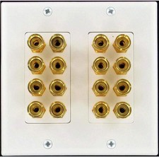 Speaker Wall Plate 16 Post for 8 Speakers and Color Coded Home white