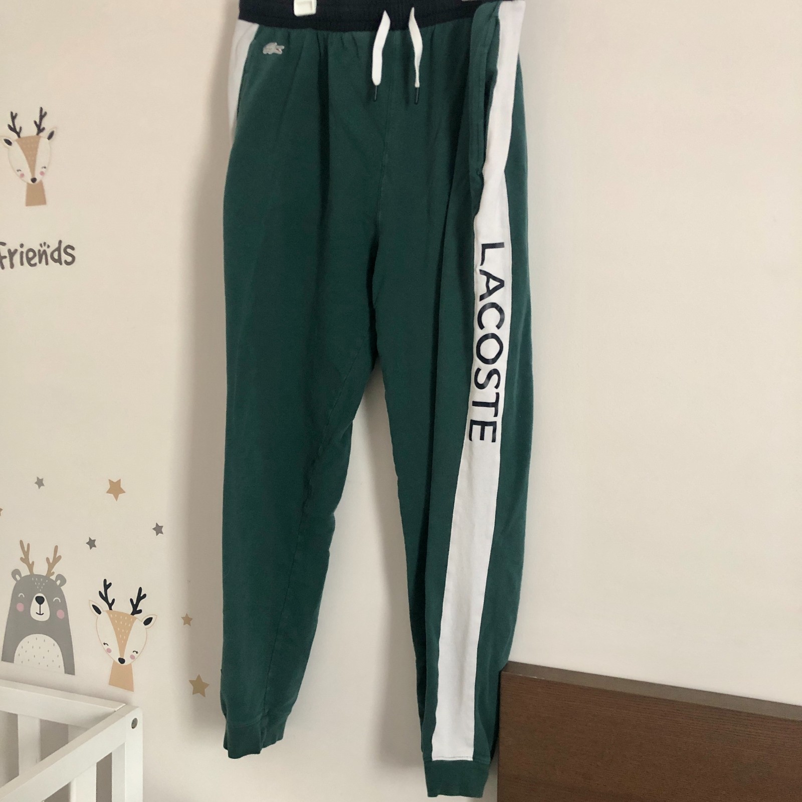 Lacoste Lounge Pants Men's Medium Green Sleepwear Pajama Pockets Drawstring Soft