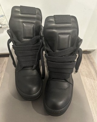 Rick Owens Geobasket Black Jumbo Hightop Laces Size 44EU/11US
