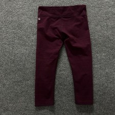 Fabletics Leggings Womens Size S Burgundy Striped Cropped Athletic Yoga Pants