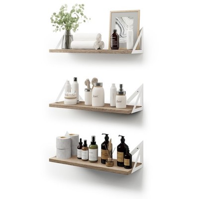 CASSA TOKO Wall Mounted Floating Wall Bookcases, Set of 3, Shelving ...