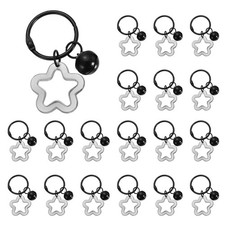 20Pcs Star Bell Keychain Transparent Cute Sta...