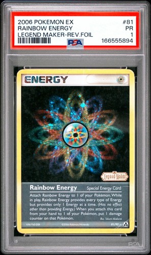 [POP 1] 2006 Pokémon EX Legend Maker Rainbow Energy Reverse Holo #81 PSA 1